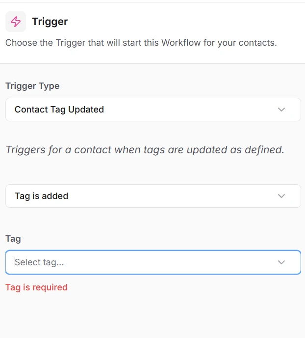 Trigger Contact Tag